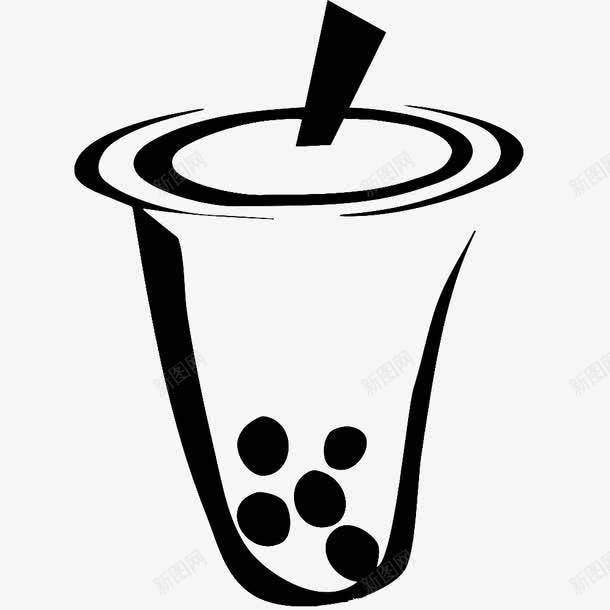 黑白风奶茶插画 手绘创意素材的魅力所在